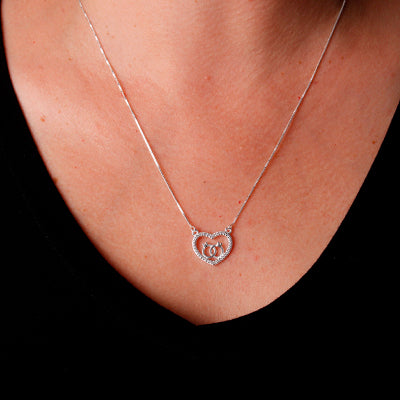 Gargantilha de Prata Coração com Zircônia