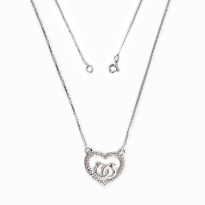 Gargantilha de Prata Coração com Zircônia