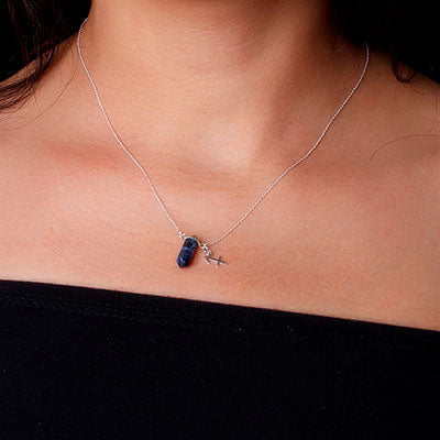 Gargantilha de Prata Signo de Sagitário com Pedra