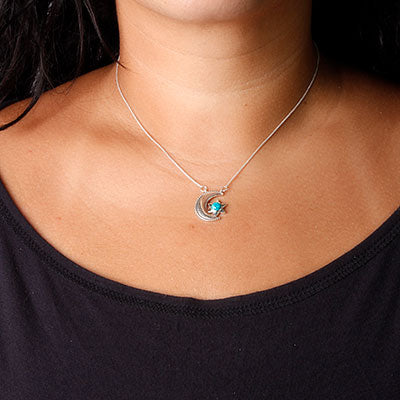 Gargantilha de Prata Lua e Estrela