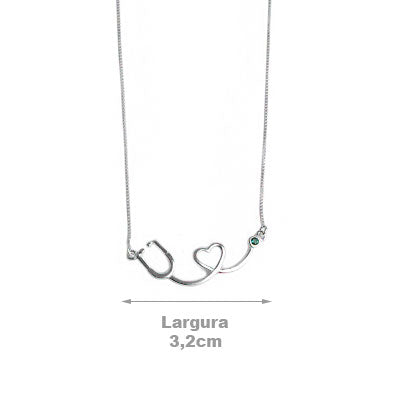 Gargantilha de Prata Estetoscópio.