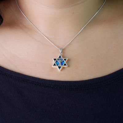 Pingente de Prata Estrela de Davi com Opala