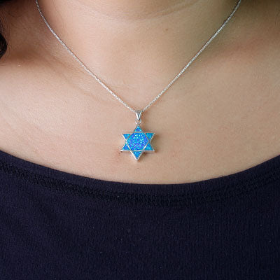 Pingente de Prata Estrela de Davi com Opala