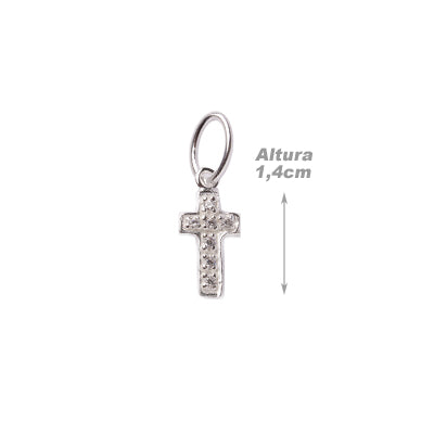 Pingente de Prata Cruz com Zircônia