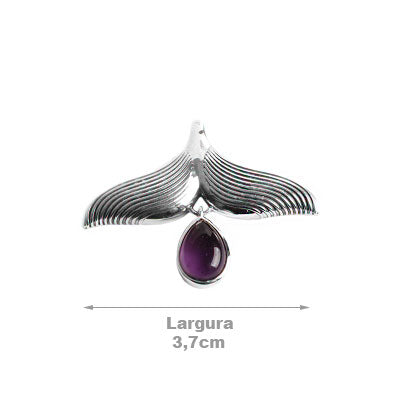 Pingente de Prata Rabo de Baleia com Ametista