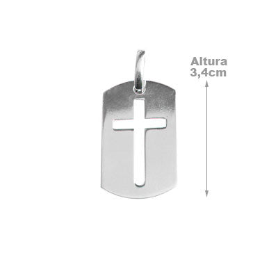 Pingente de Prata Placa com Cruz