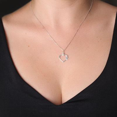 Pingente de Prata Coração com Menina ou Menino