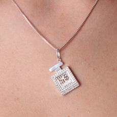 Pingente de Prata Vidro de Perfume com Zircônias.