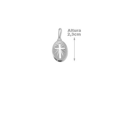 Pingente de Prata Placa com Cruz