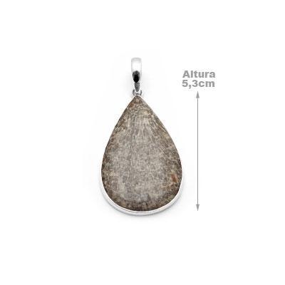Pingente de Prata com Stingray Coral.