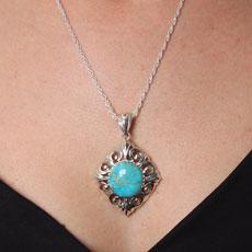 Pingente de Prata com Turquesa.