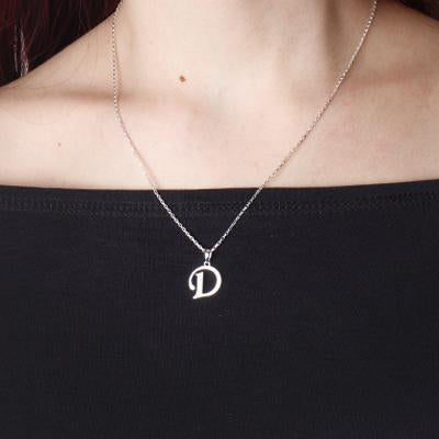 Pingente de Prata Letra  com Zircônia.