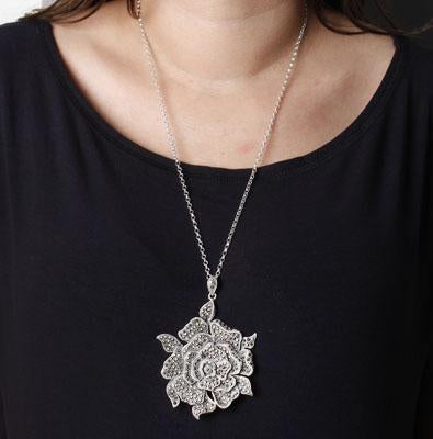 Pingente de Prata Flor com Marcassitas.