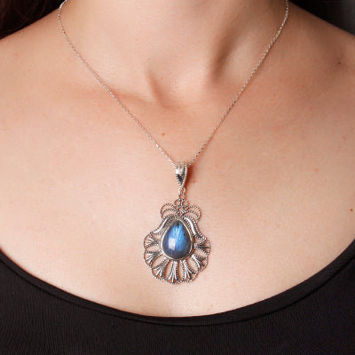 Pingente de Prata com Labradorita