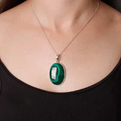 Pingente de Prata com Malaquita.