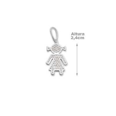 Pingente de Prata Menina com Zircônia.