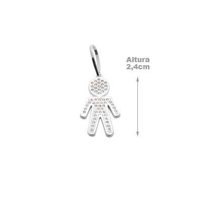 Pingente de Prata Menino com Zircônia.