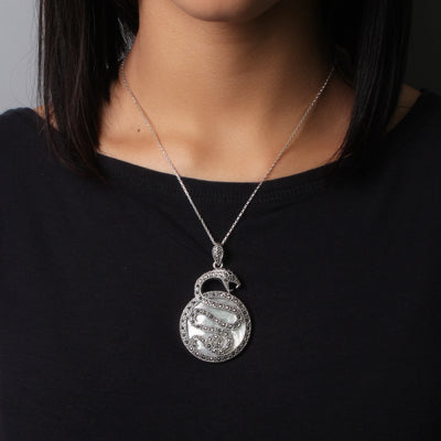 Pingente de Prata Serpente/Cobra com Marcassitas.