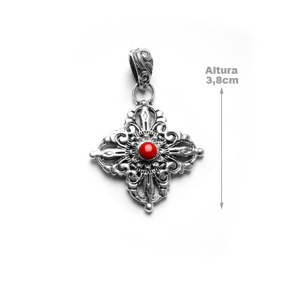 Pingente de Prata com Coral.