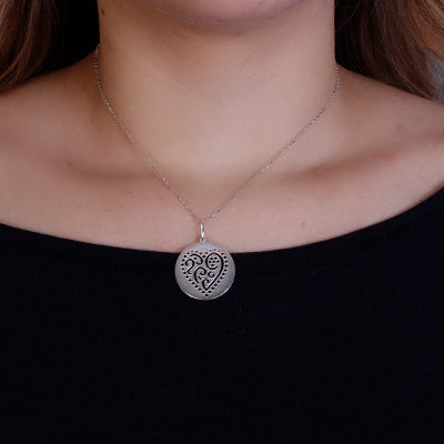 Pingente de Prata Placa Coração.