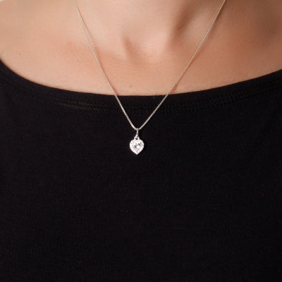 Pingente de Prata Coração com Zircônia.