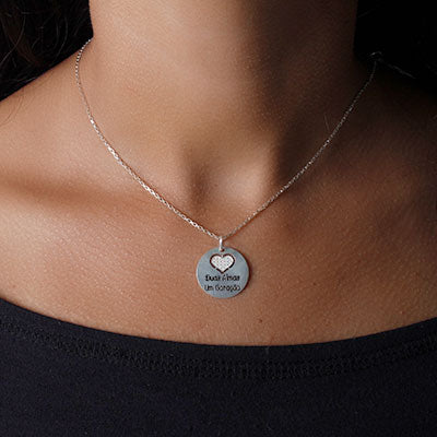 Pingente de Prata Placa com Coração.