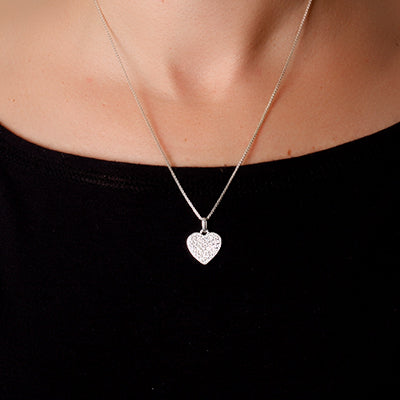Pingente de Prata Coração com Zircônia.