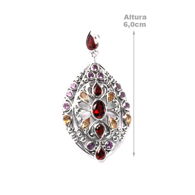 Pingente de Prata com Pedras.