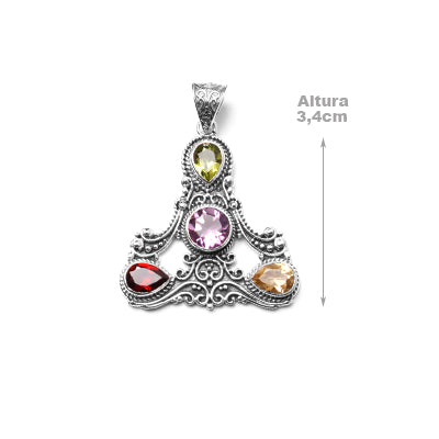 Pingente de Prata com Pedras