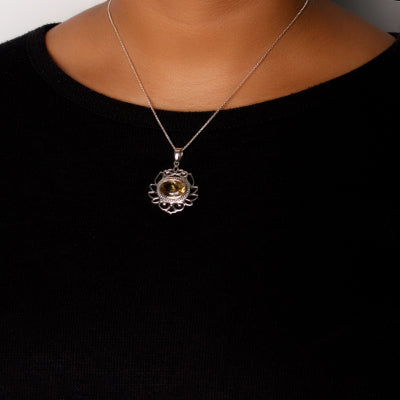 Pingente de Prata com Citrino.