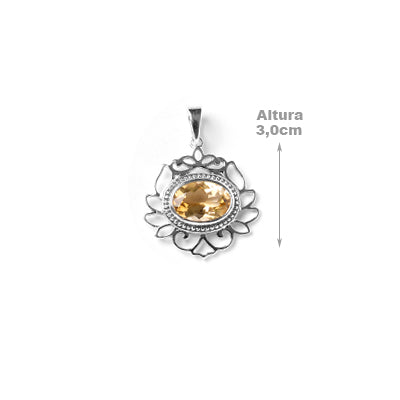 Pingente de Prata com Citrino.