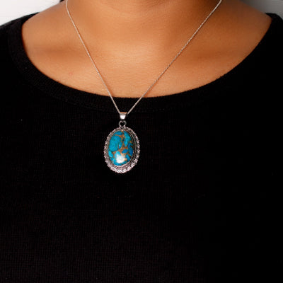 Pingente de Prata com Turquesa.