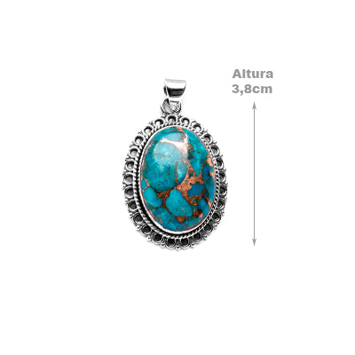 Pingente de Prata com Turquesa.
