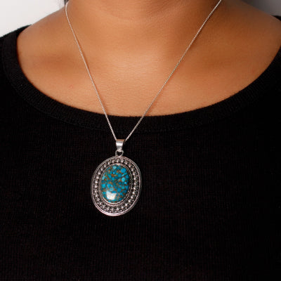 Pingente de Prata com Turquesa.