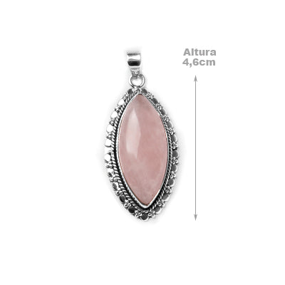 Pingente de Prata com Quartzo Rosa
