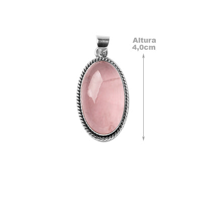 Pingente de Prata com Quartzo Rosa