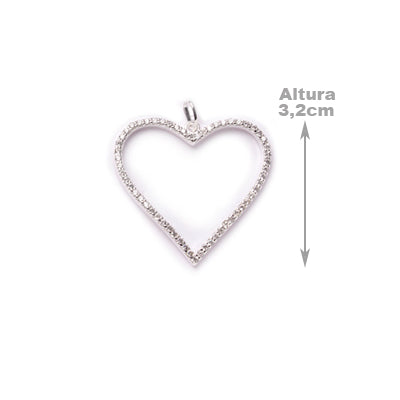 Pingente de Prata Coração com Zircônia