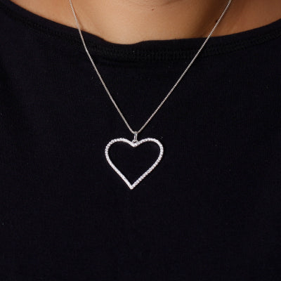 Pingente de Prata Coração com Zircônia