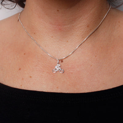 Pingente de Prata Ciclista com Zircônia