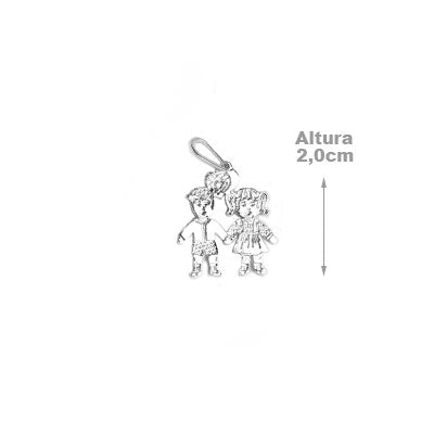 Pingente de Prata Menina e Menino