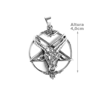 Pingente de Prata Pentagrama com Bode