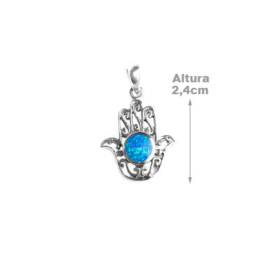 Pingente de Prata Hamsa com Opala