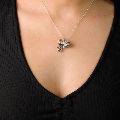 Pingente de Prata Moto