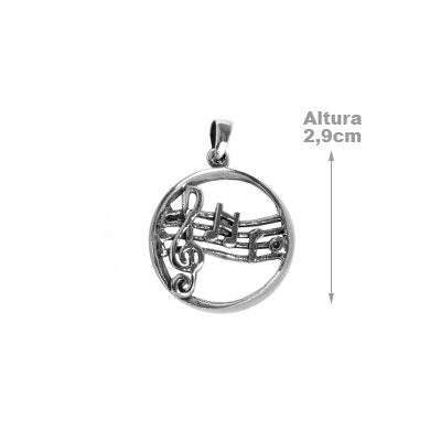 Pingente de Prata Notas Musicais