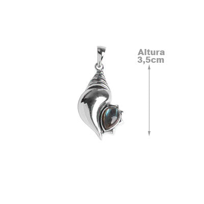 Pingente de Prata Concha com Labradorita