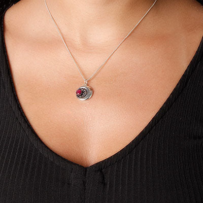 Pingente de Prata Lua com Rubi