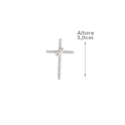 Pingente de Prata Cruz com Zircônias
