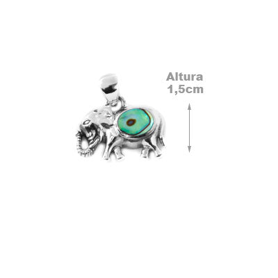 Pingente de Prata Elefante com Abalone