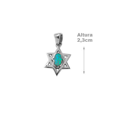Pingente de Prata Estrela de Davi com Opala