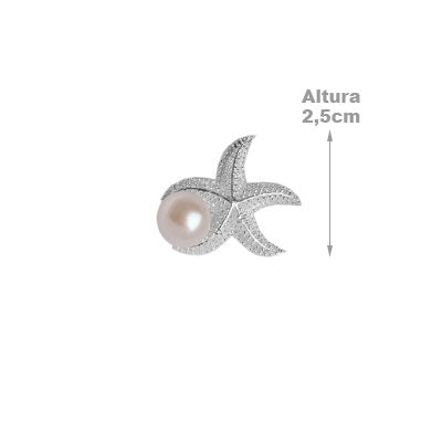 Pingente de Prata Estrela com Pérola
